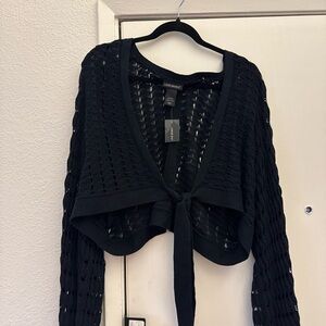 Lane Bryant Black Open-Knit Cardigan